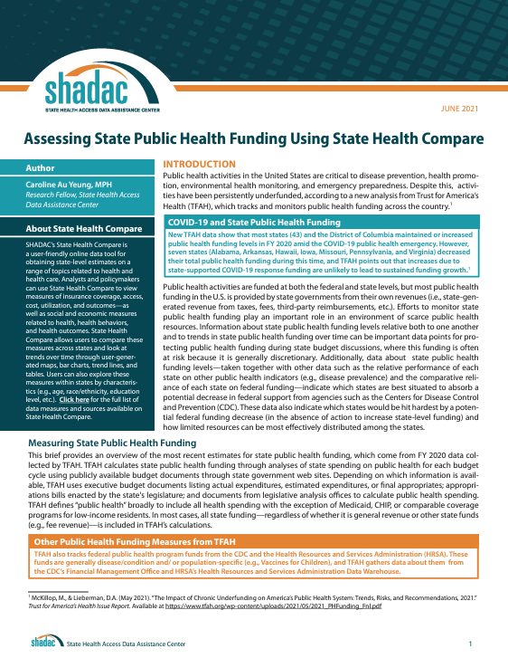 brief cover page public health funding