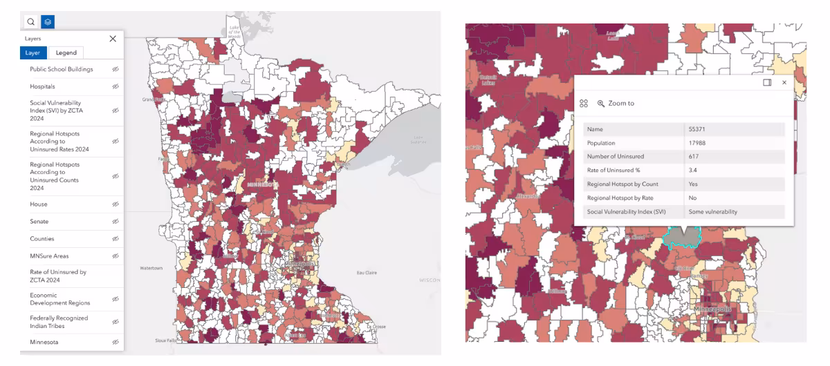 BCBS interactive map of minnesota preview. click to link to map.