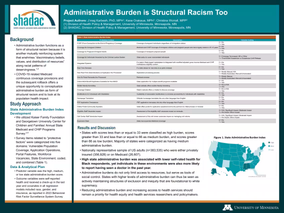 ARM poster preview, "Administrative Burden is Structural Racism Too." Click to view full poster.