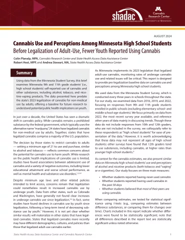 Cannabis use and perceptions among Minnesota high school students brief cover page