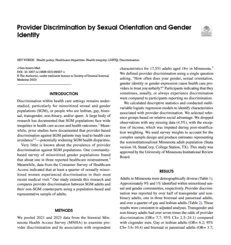"Provider Discrimination by Sexual Orientation and Gender Identity" journal article.