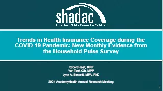 Presentation cover page, titled, "Trends in Health Insurance Coverage during the COVID-19 Pandemic: New Monthly Evidence from the HPS"