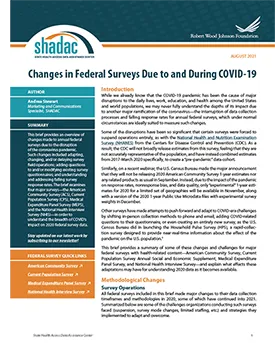 Brief cover page, titled, "Changes in Federal Surveys Due to and During COVID-19"