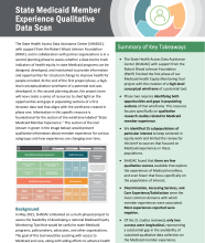 State Medicaid Member Experience Qualitative Data Scan